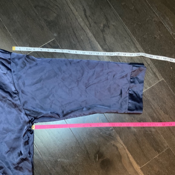 Victorias Secret Womens Robe Dark Blue Navy Silky Tie 3/4 Sleeve One Size - Picture 8 of 10